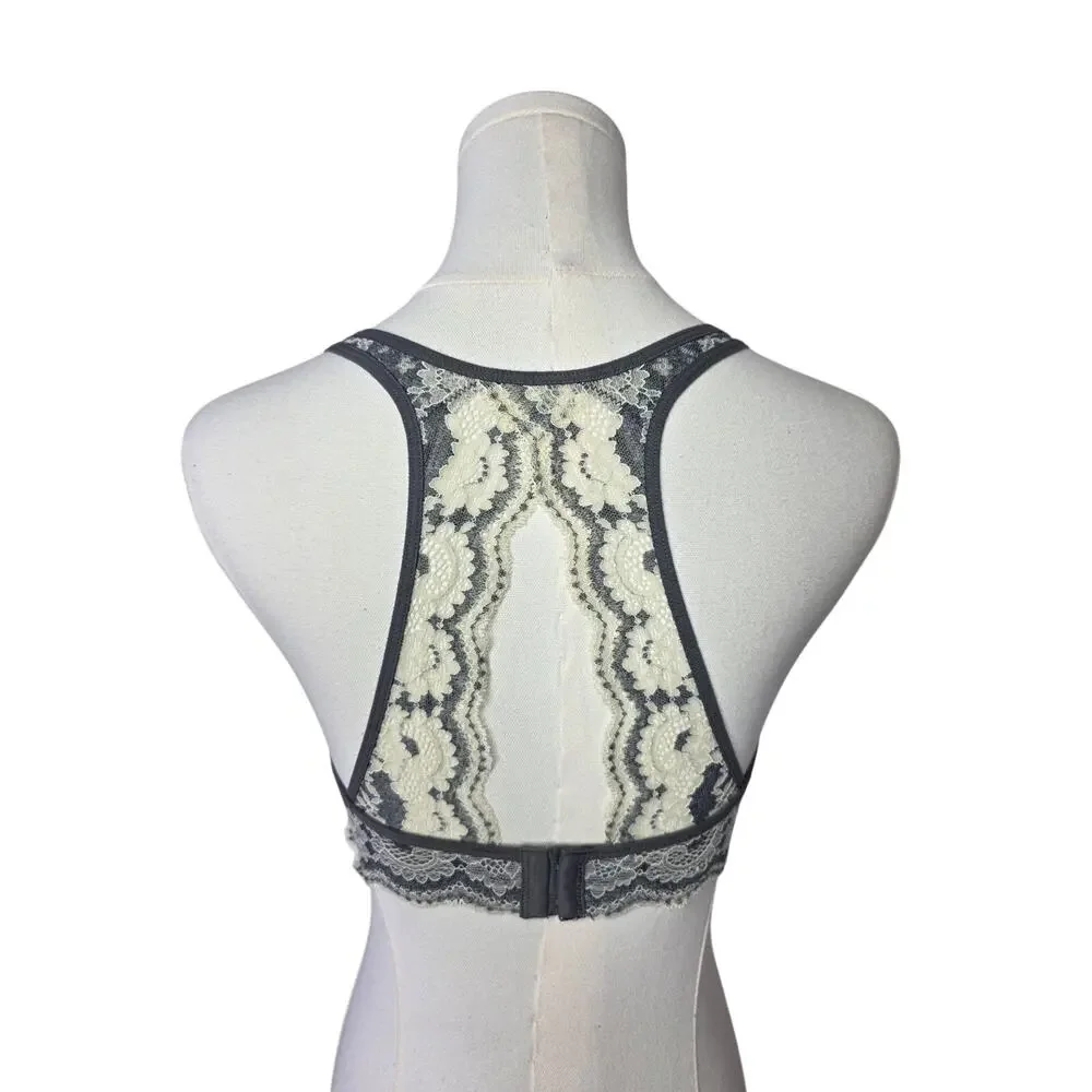 FELINA Gray-Cream Floral Lace Bralette